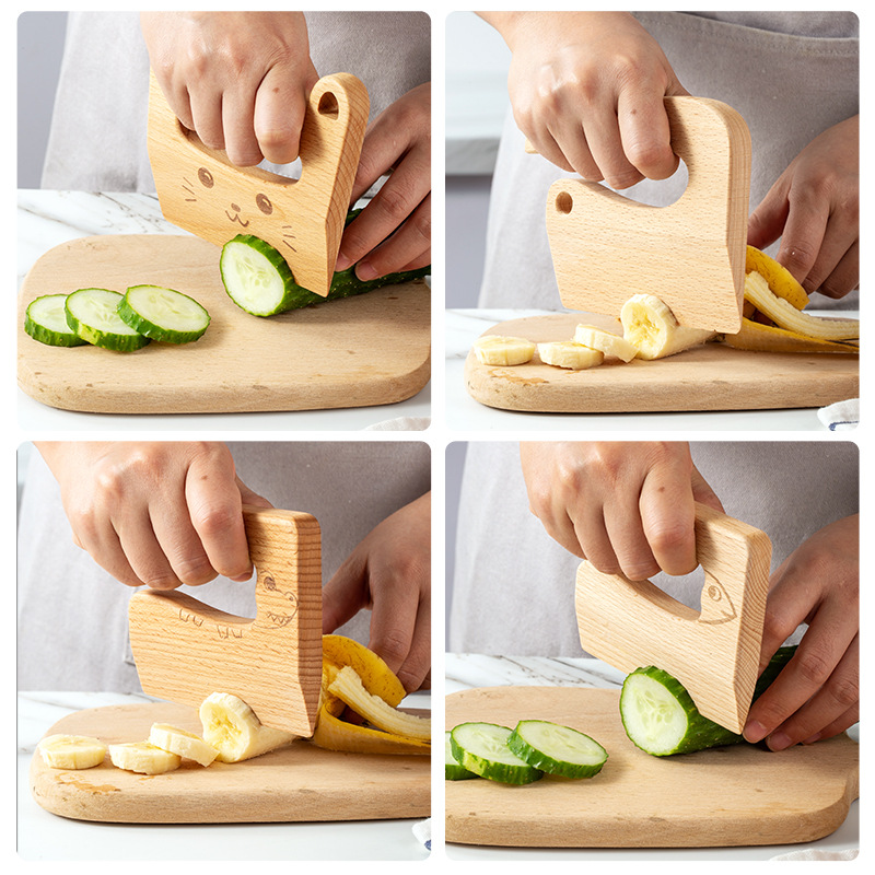 سكين خشبي للأطفال لطيف الأسماك - مراجعة Kids Outdoor Kitchen Accessories وسعره