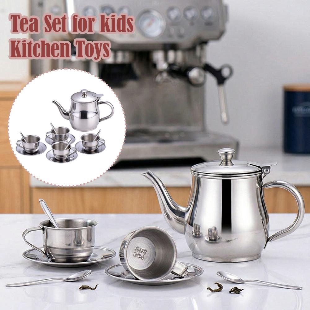 طقم شاي للأطفال من الفولاذ الم - مراجعة Kids Outdoor Kitchen Accessories وسعره