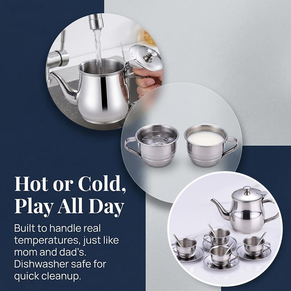 طقم شاي للأطفال من الفولاذ الم - مراجعة Kids Outdoor Kitchen Accessories وسعره